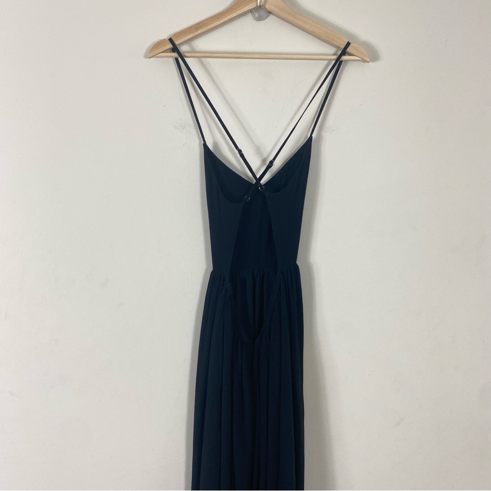 Blaque Label Black Double Slit V Neck Criss Cross Back Maxi Dress - M - Picture 9 of 13